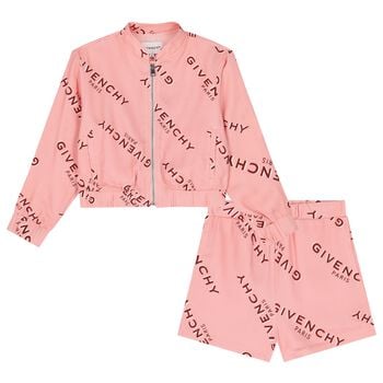 Girls Pink Logo Shorts Set