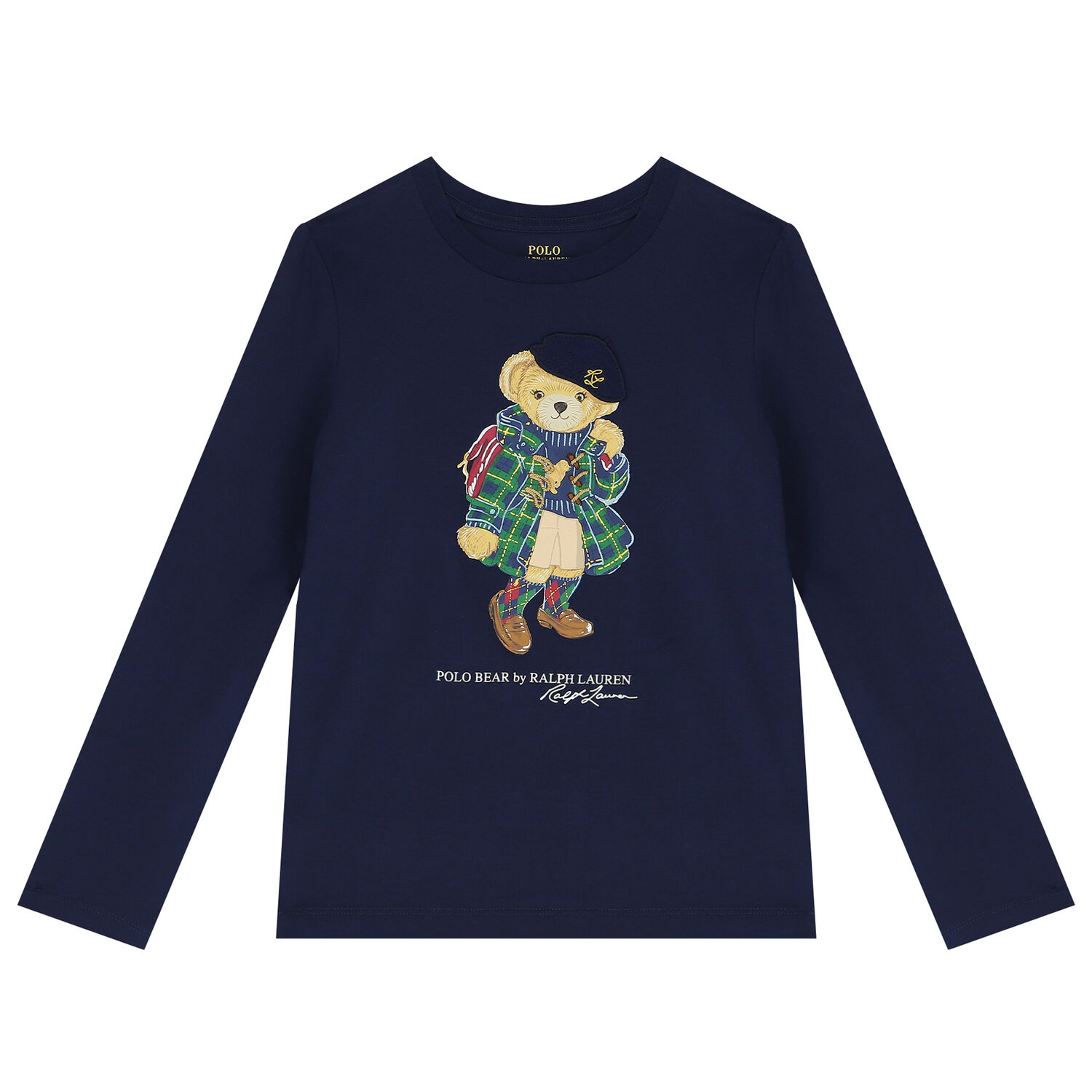 Girls Navy Blue Logo Long Sleeve Top, 1, hi-res image number null