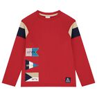 Boys Red Logo Long Sleeve Top, 1, hi-res