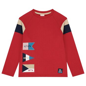 Boboli Boys Red Logo Long Sleeve Top, 1 Boys Red Logo Long Sleeve Top