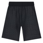 Boys Navy Blue Logo Shorts, 1, hi-res