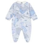 Baby Boys Ivory & Blue Geo Map Babygrow Gift Set, 1, hi-res