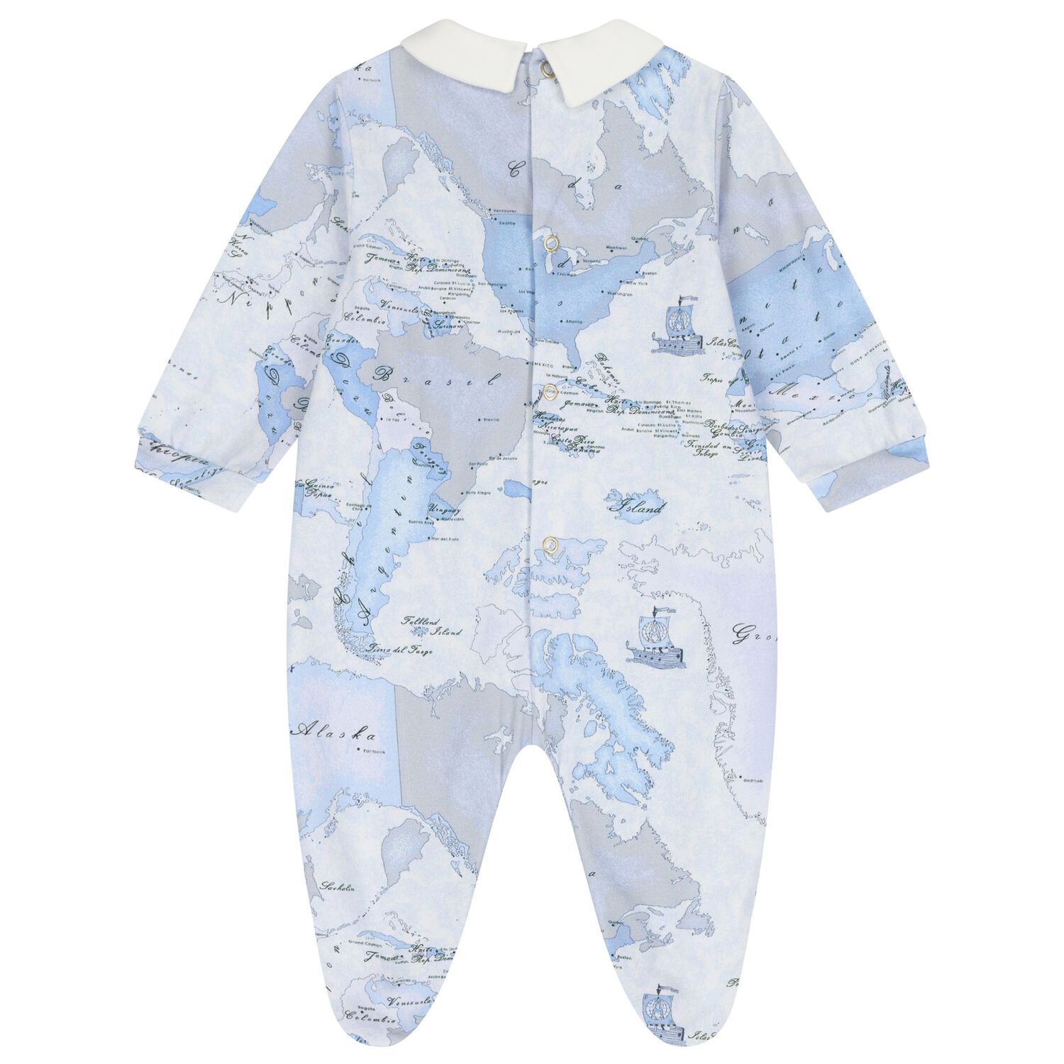 Baby Boys Ivory & Blue Geo Map Babygrow Gift Set, 1, hi-res