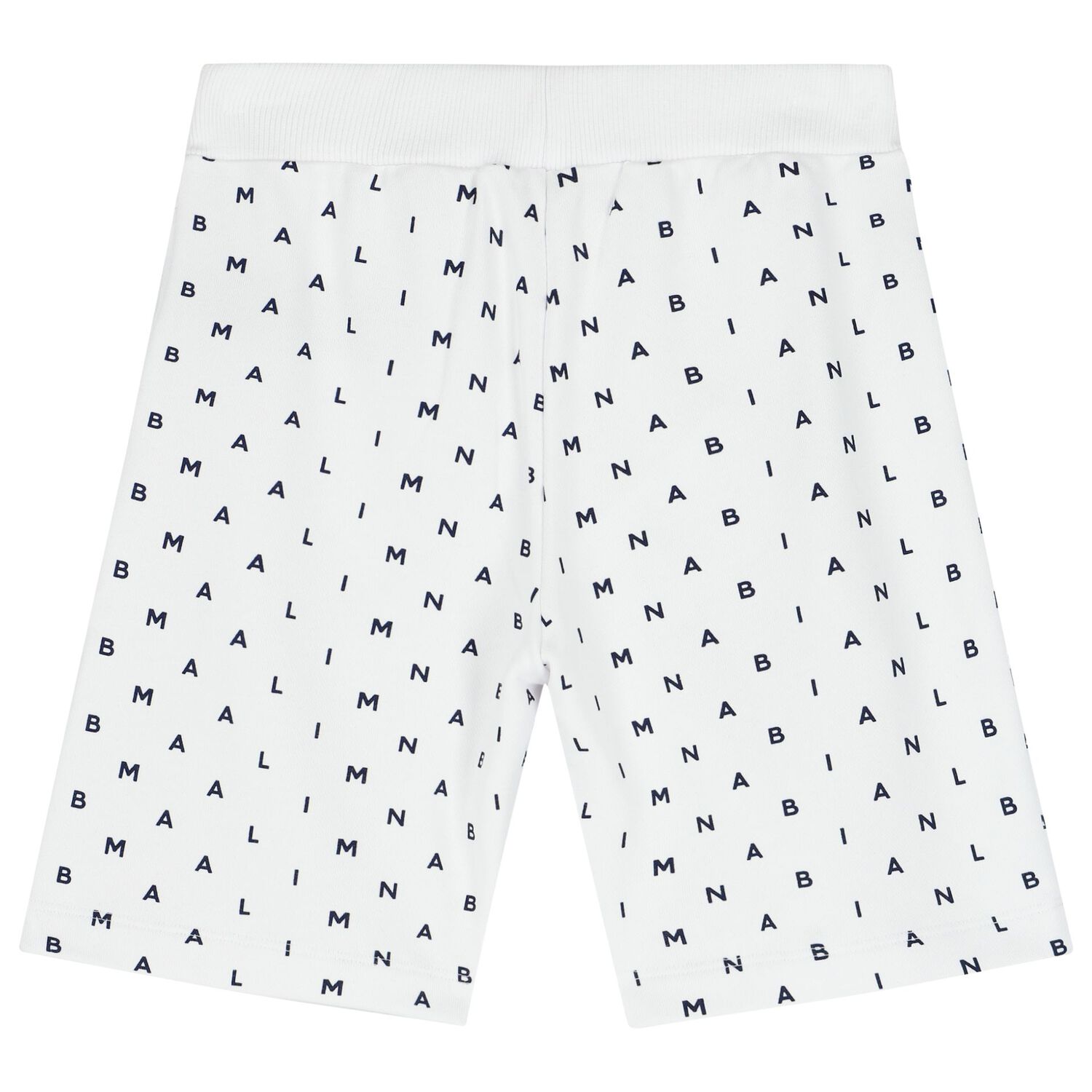 Boys White & Navy Blue Logo Shorts, 1, hi-res