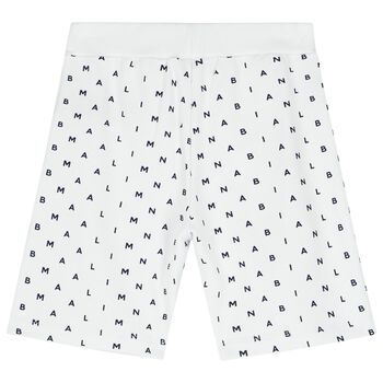 Boys White & Navy Blue Logo Shorts