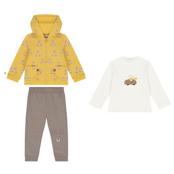 Baby Boys Yellow, Ivory & Beige 3 Piece Tracksuit