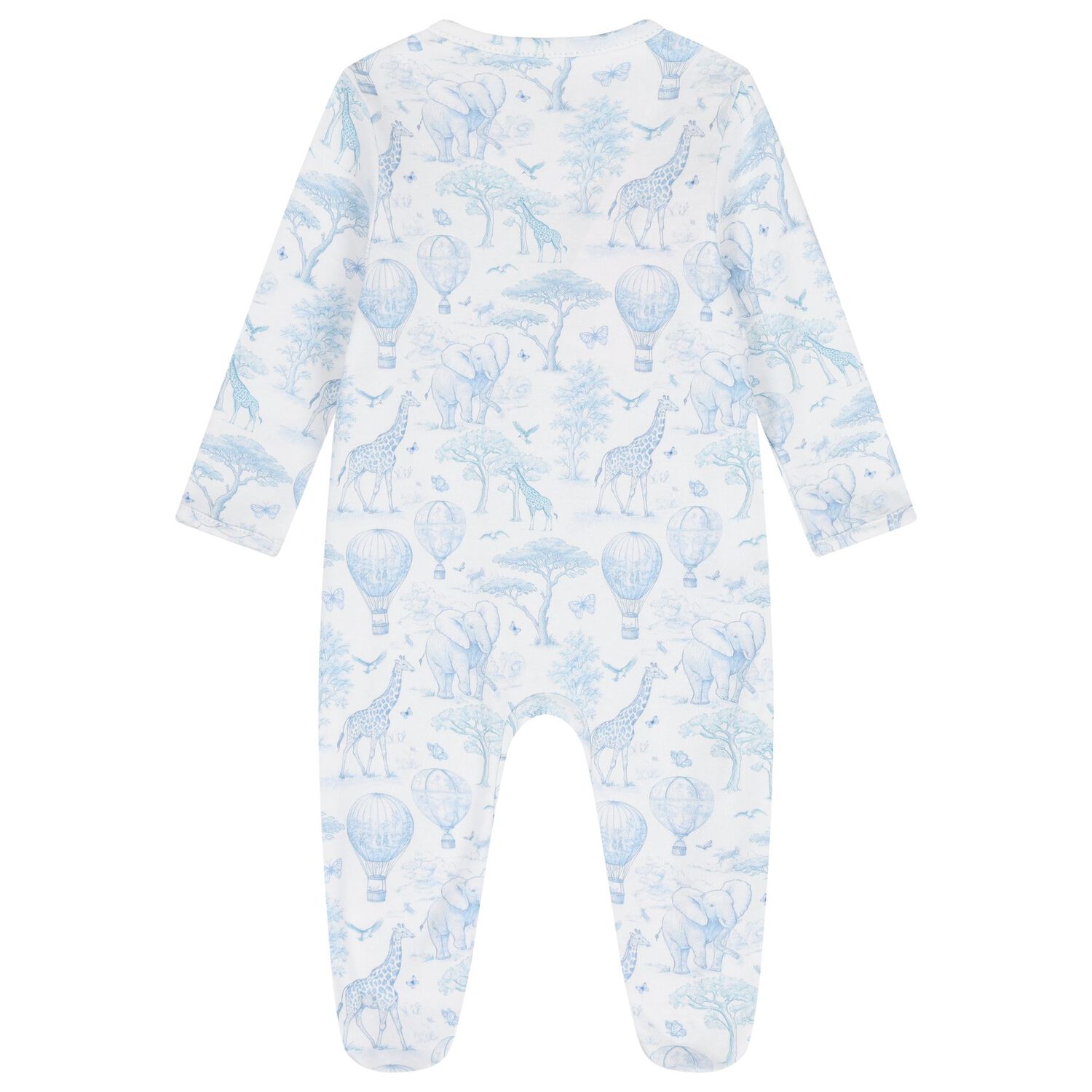 Baby Boys White & Blue Africa Babygrow, 1, hi-res
