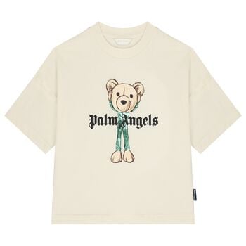 Boys Ivory Teddy Bear Logo T-Shirt
