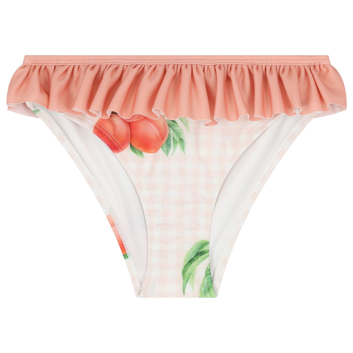 Girls Coral & White Peaches Bikini, 2, hi-res image number null