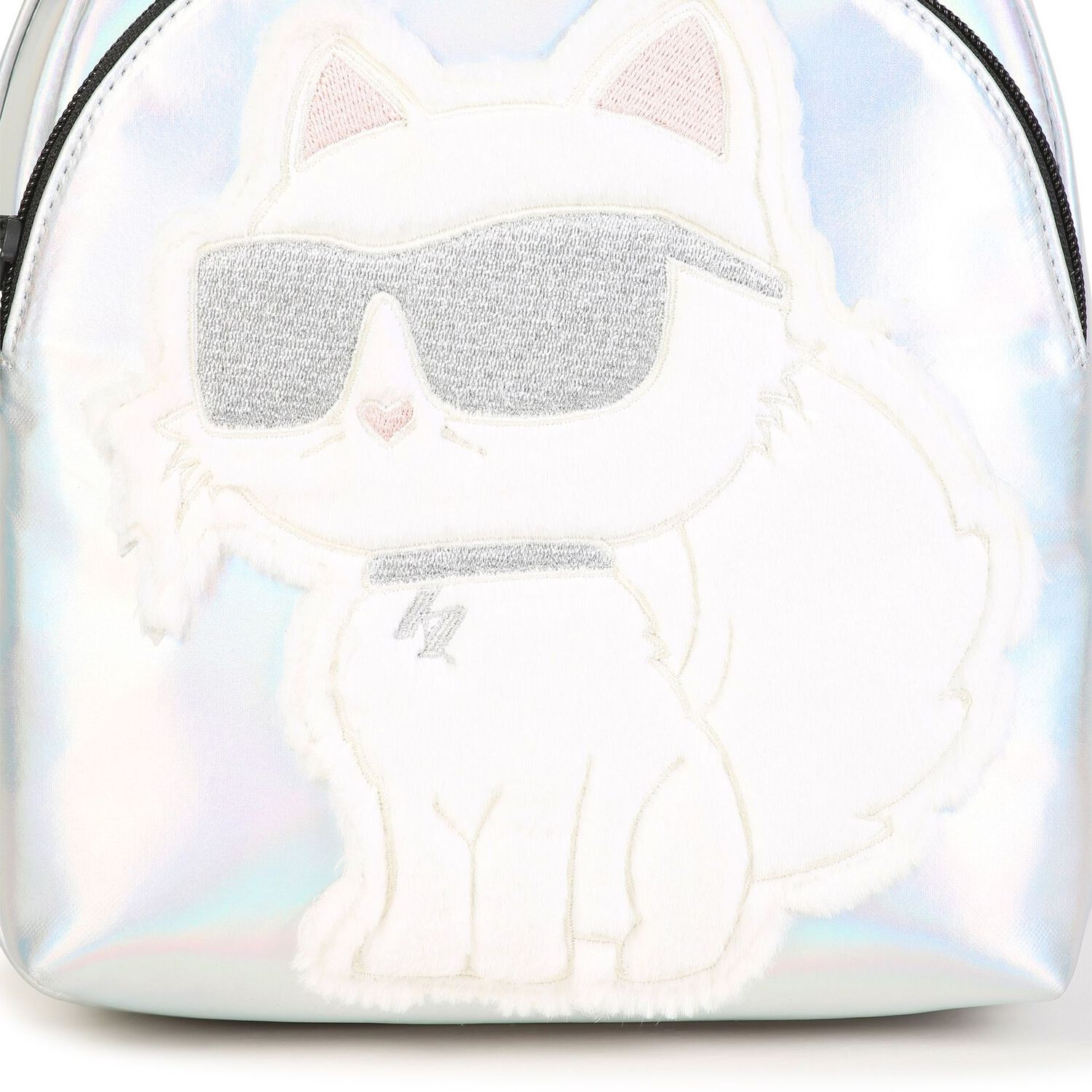 Girls Silver Iridescent Choupette Backpack ( 27cm ), 1, hi-res