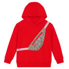 Girls Red Logo Hooded Top, 1, hi-res