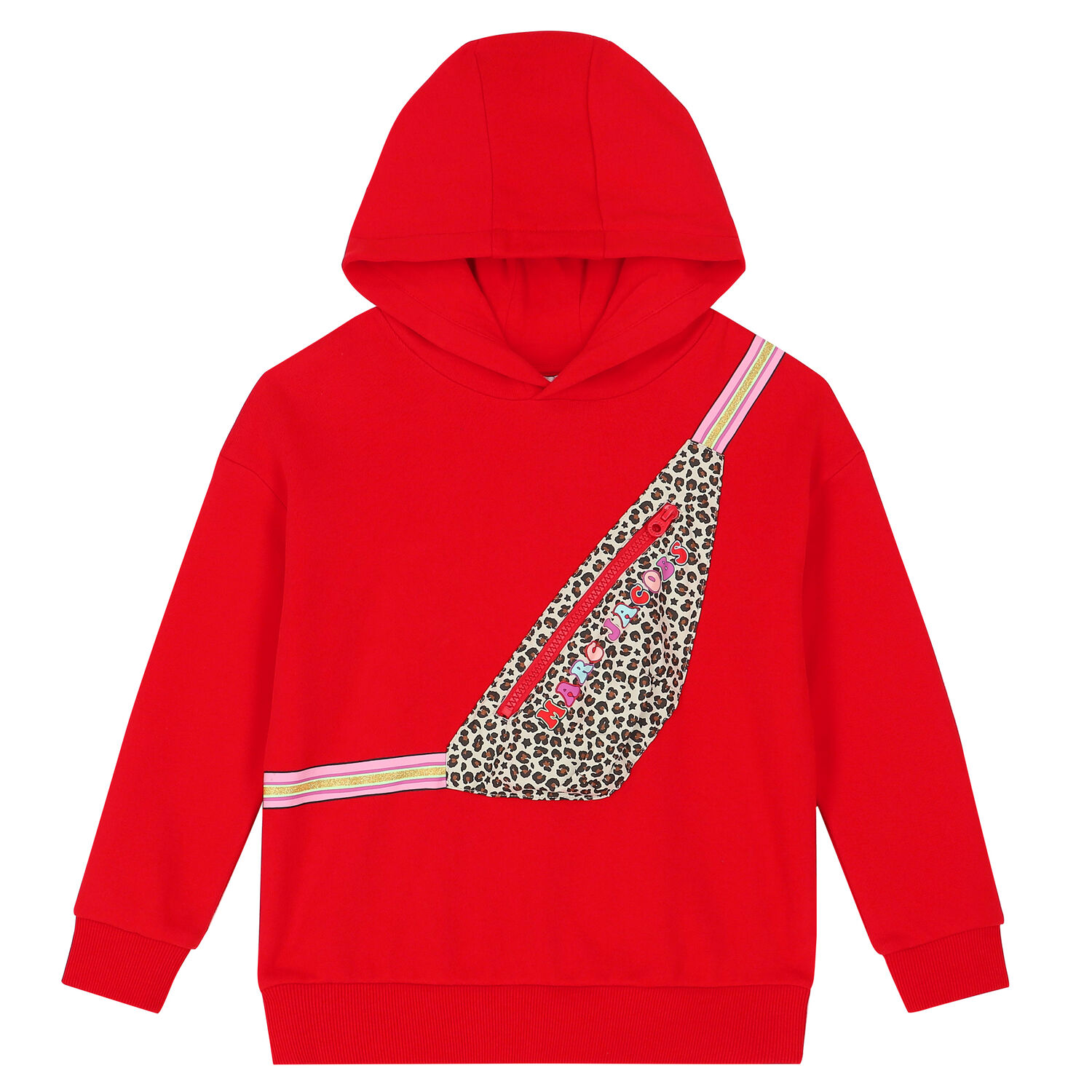 Girls Red Logo Hooded Top, 1, hi-res