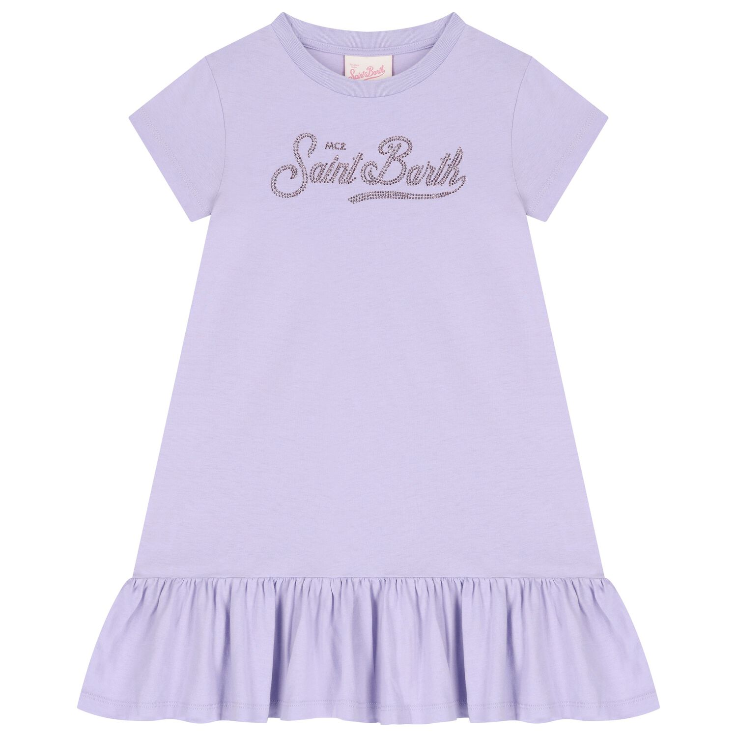 Girls Purple Strass Crystal Logo Dress, 1, hi-res