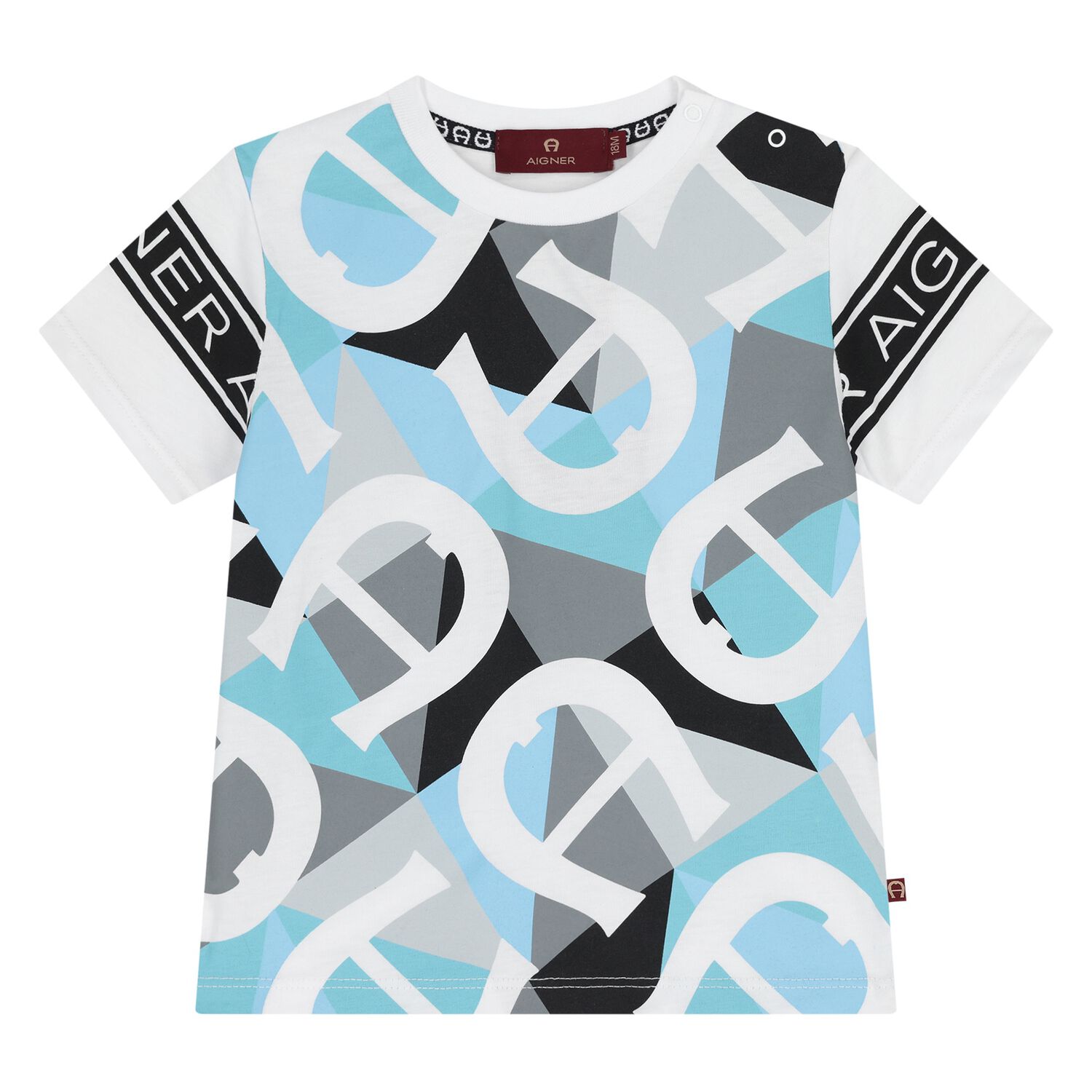 Younger Boys White & Blue Logo T-Shirt, 1, hi-res image number null