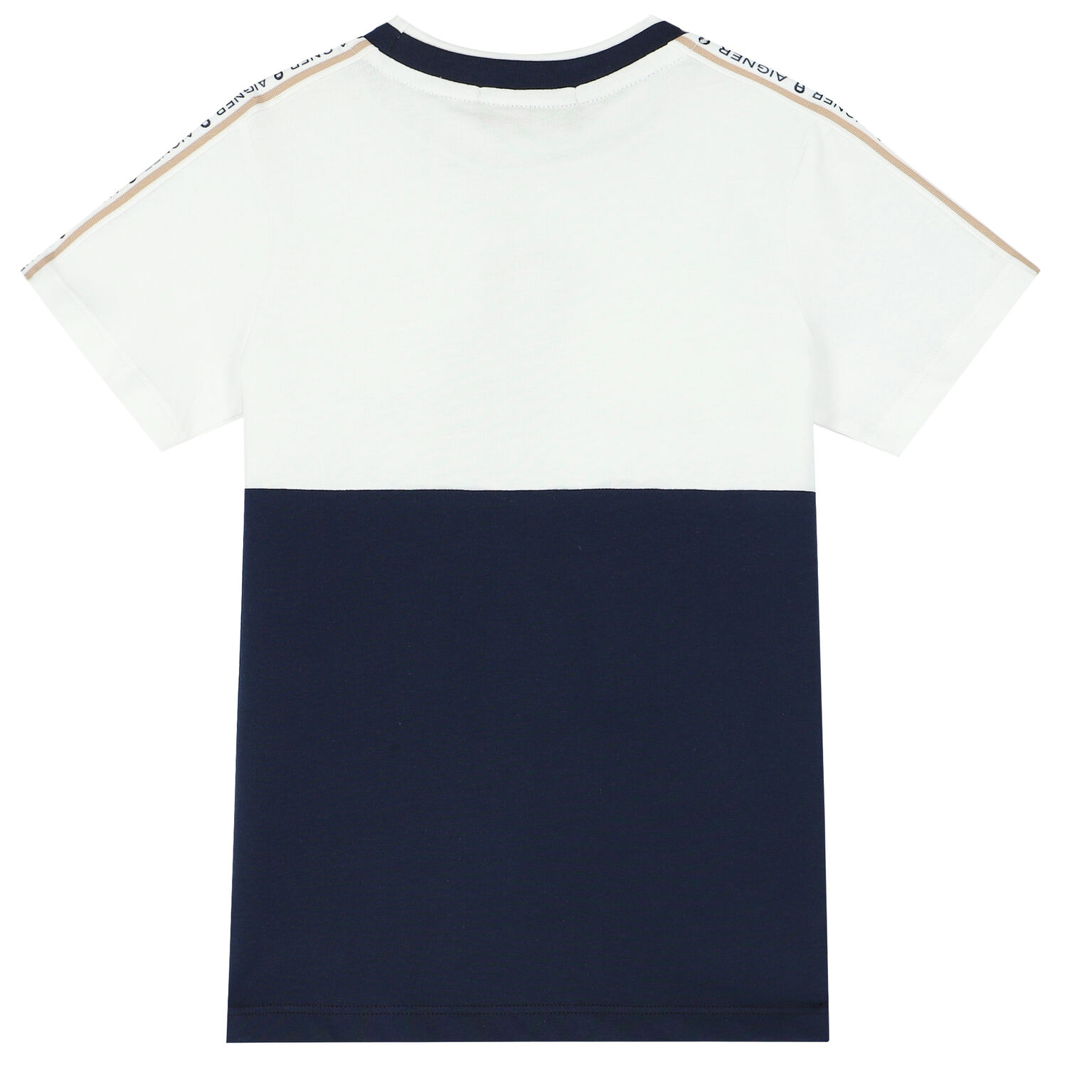 Boys White & Navy Logo T-Shirt, 2, hi-res