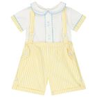 Baby Boys White & Yellow Shorts Set, 1, hi-res