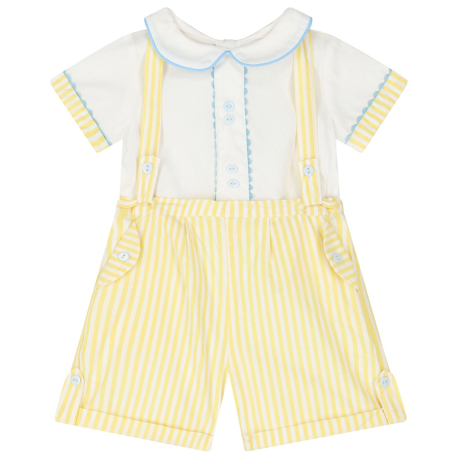 Baby Boys White & Yellow Shorts Set, 1, hi-res image number null