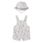 Baby Boys Striped Dungaree Romper & Hat Set, 1, hi-res