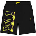 Boys Black Logo Shorts, 2, hi-res