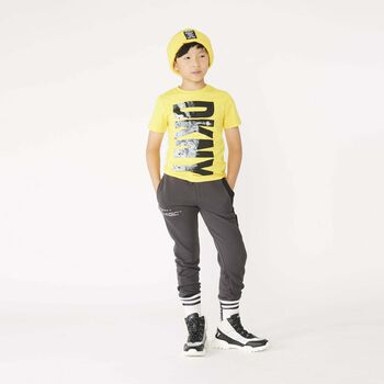 Boys Grey Logo Joggers