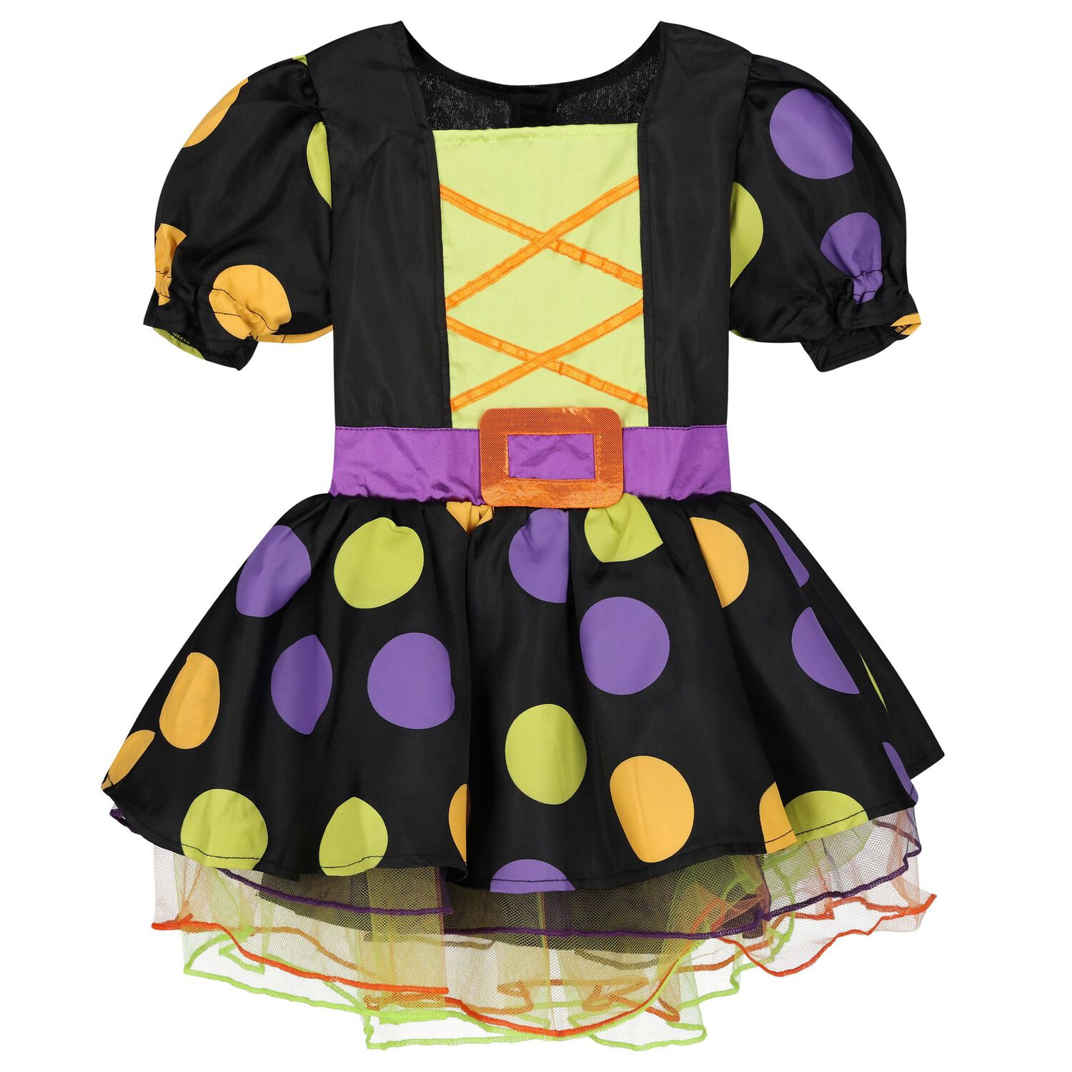 Younger Girls Black Halloween Witch Costume, 1, hi-res