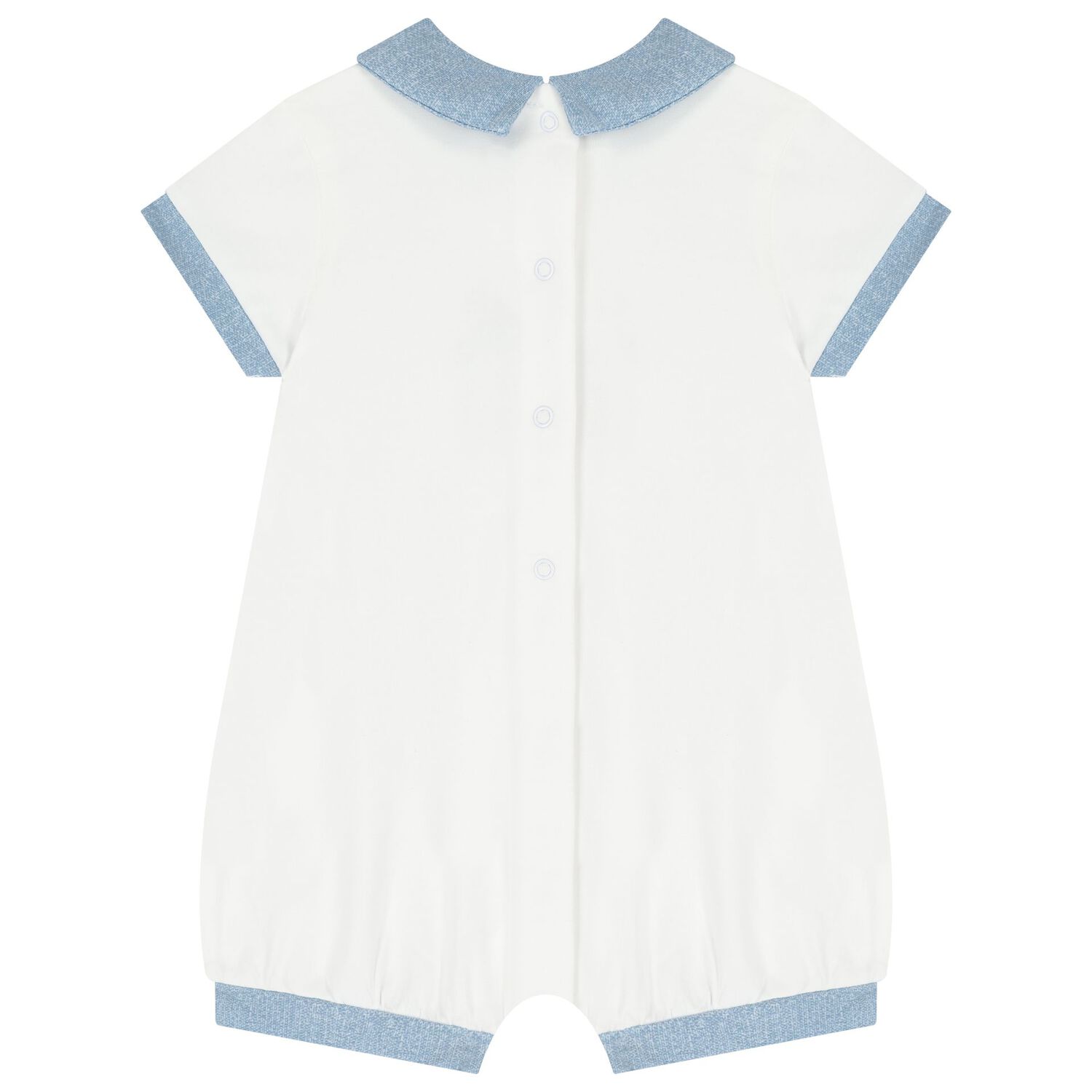 Baby Boys White & Blue Romper, 1, hi-res