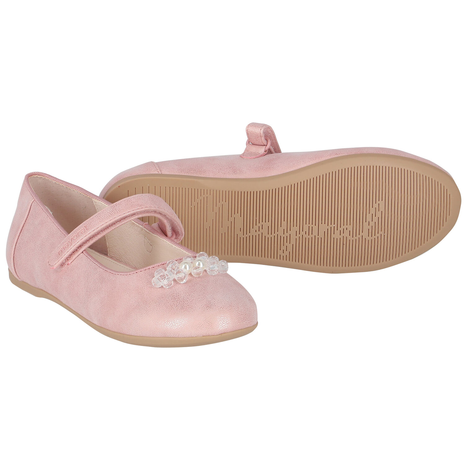 Girls Pink Pearl & Crystal Ballerina Shoes, 3, hi-res image number null