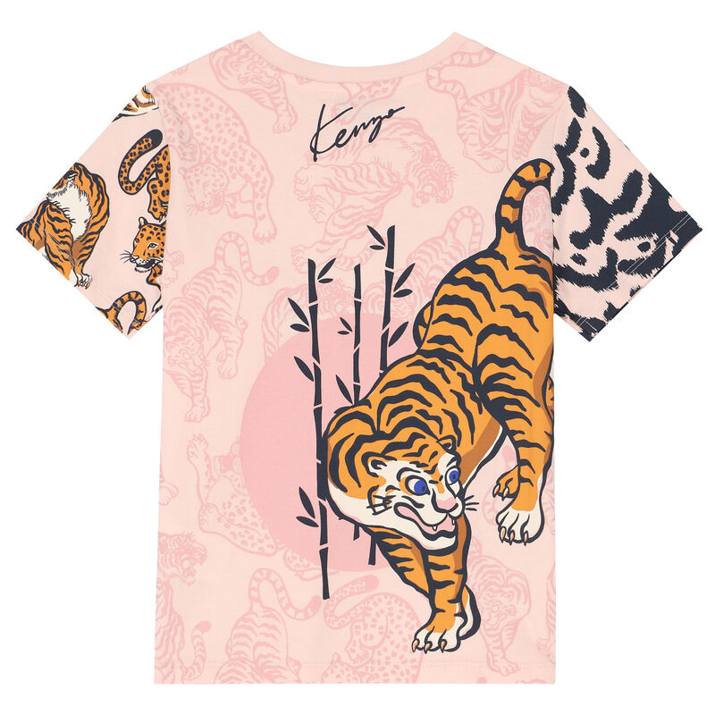Girls Pink Logo Tiger T-Shirt, 1, hi-res image number null