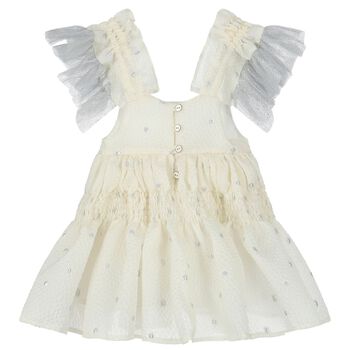 Girls Ivory Ruffled Dress