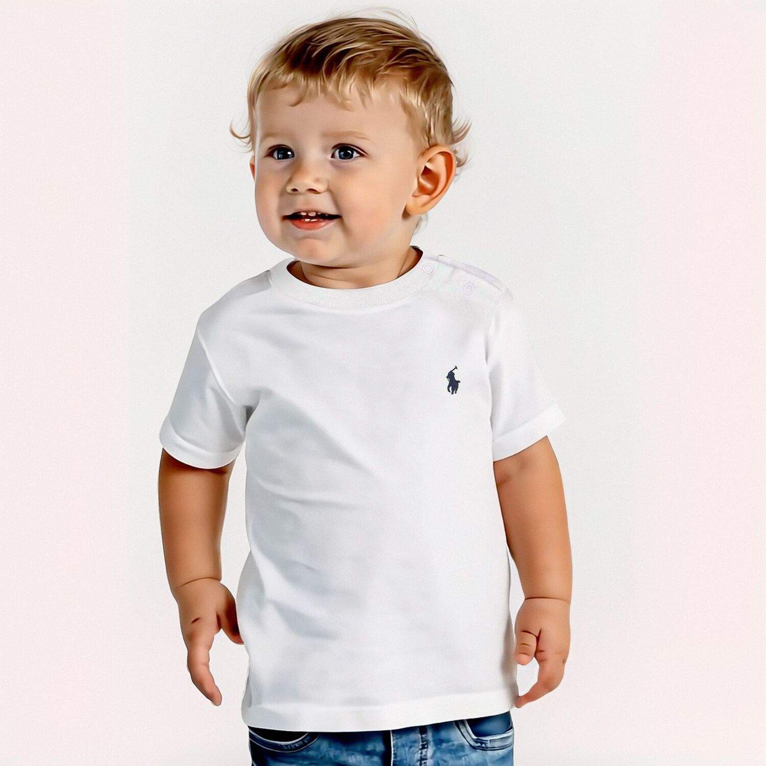 Baby Boys White Logo T-Shirt, 1, hi-res