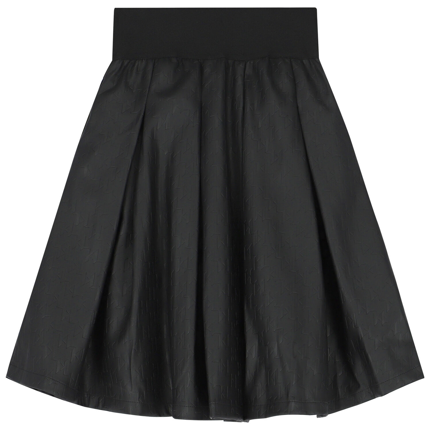 Girls Black Logo Faux Leather Skirt, 1, hi-res