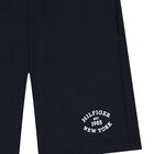 Boys Navy Blue Logo Shorts, 1, hi-res