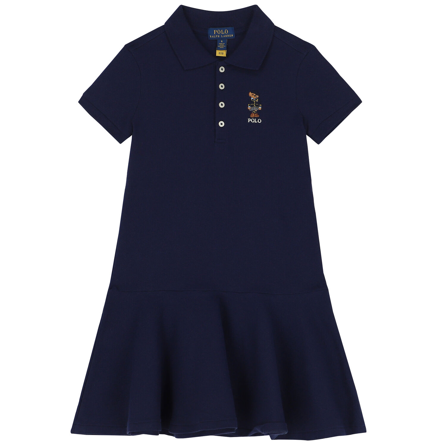 Girls Navy Bear Polo Dress, 1, hi-res