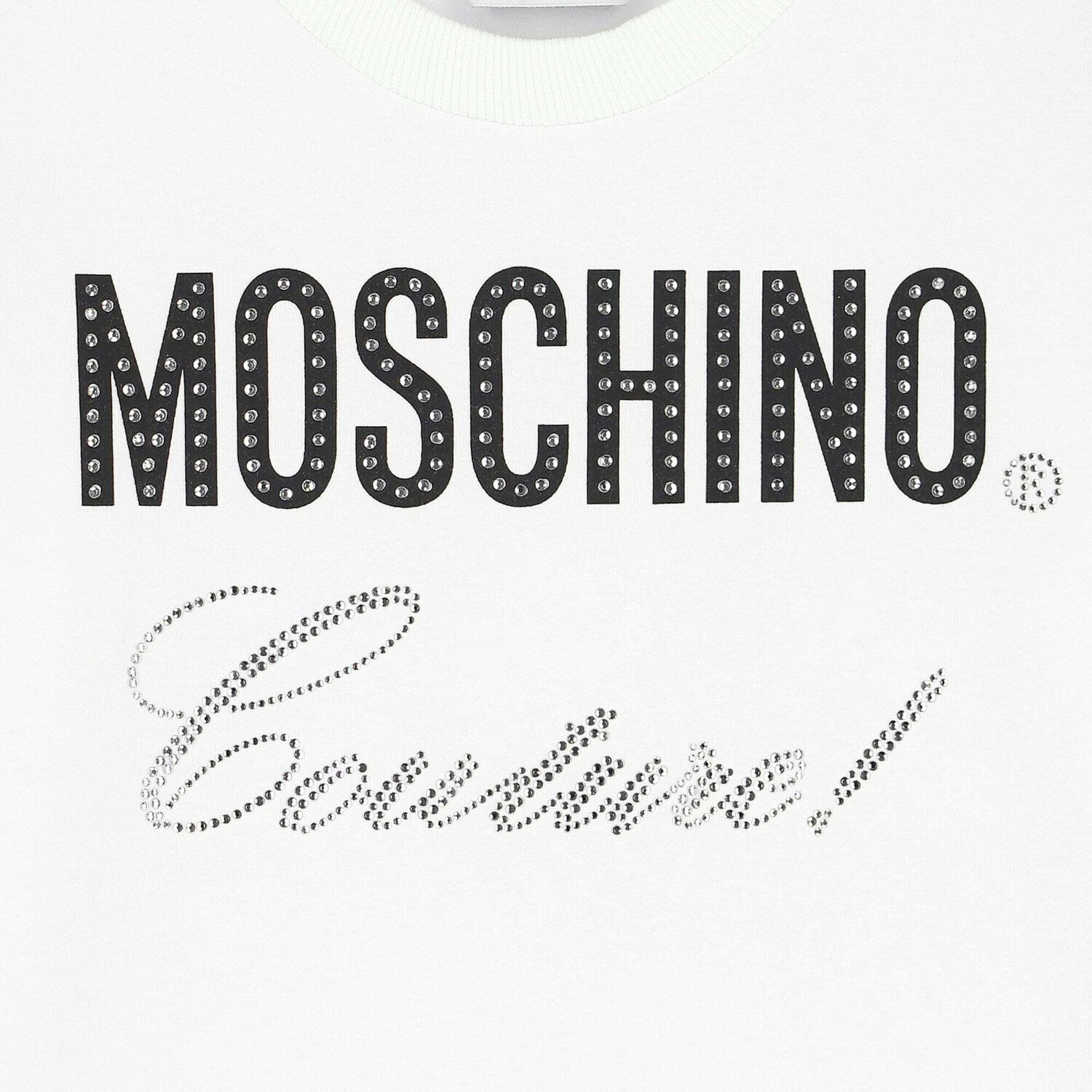 White Logo Embellished Long Sleeve Top, 1, hi-res