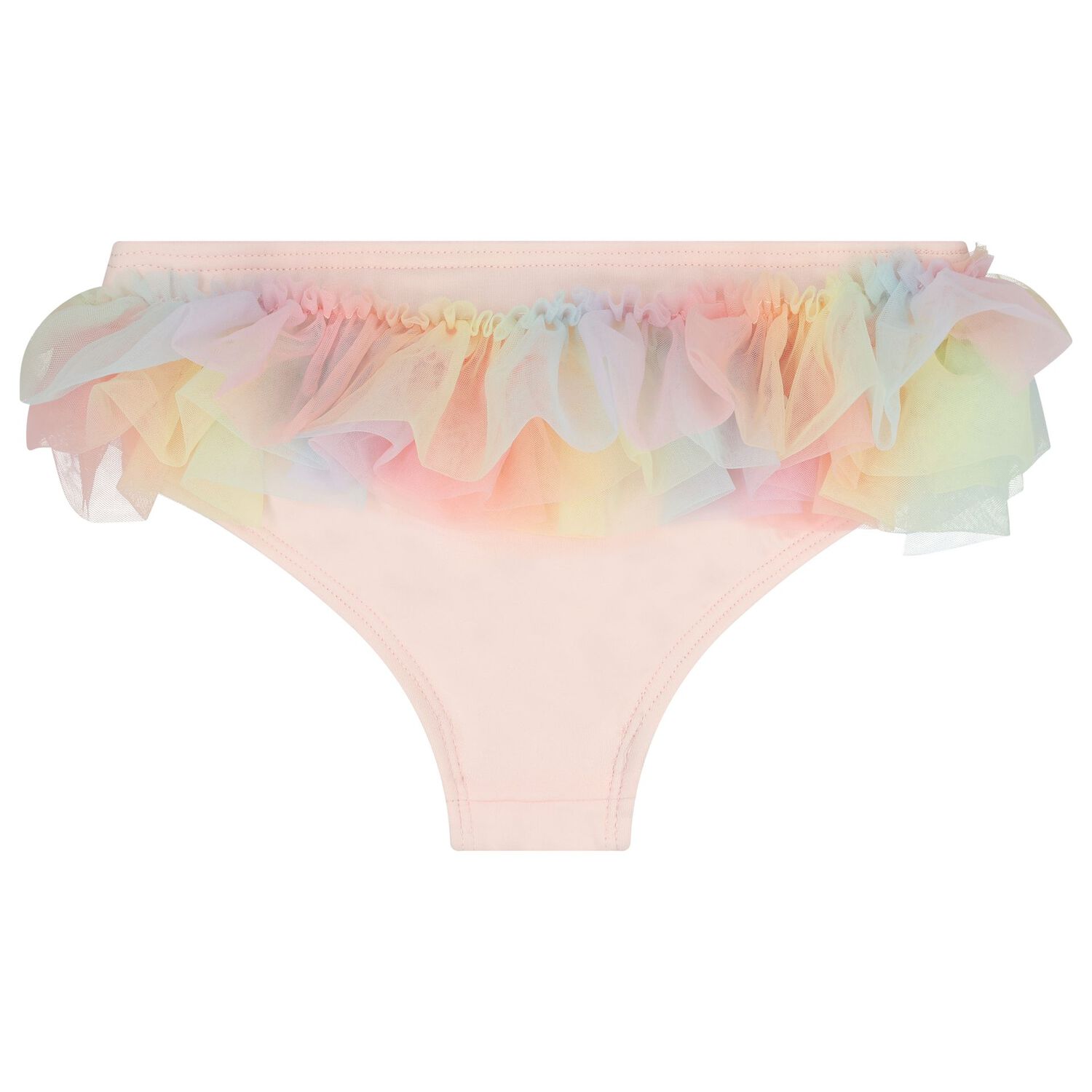 Girls Pink Ruffled Tulle Bikini, 1, hi-res
