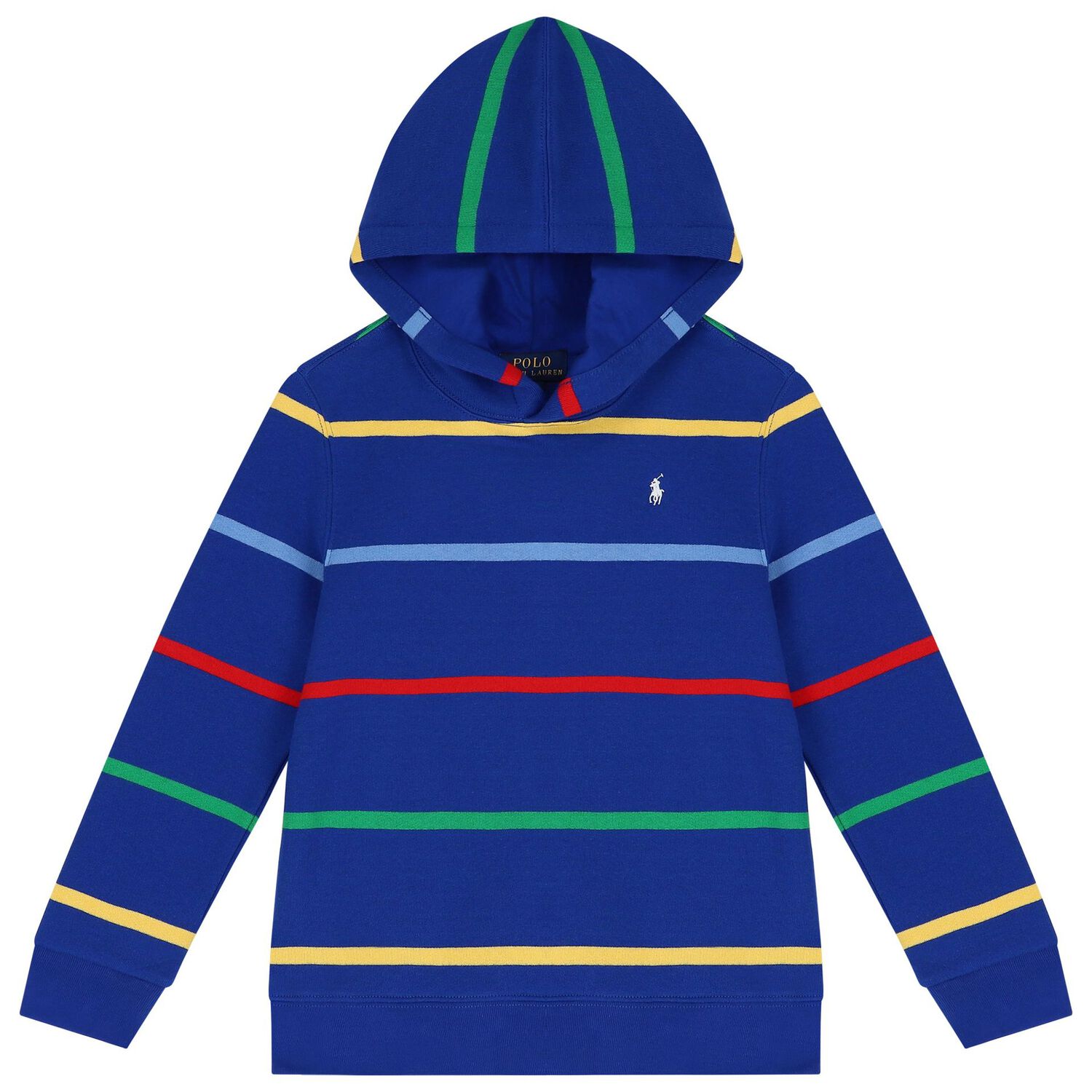 Boys Blue Logo Striped Hooded Top, 1, hi-res image number null