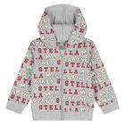 Younger Boys Grey Logo Hooded Zip Up Top, 1, hi-res