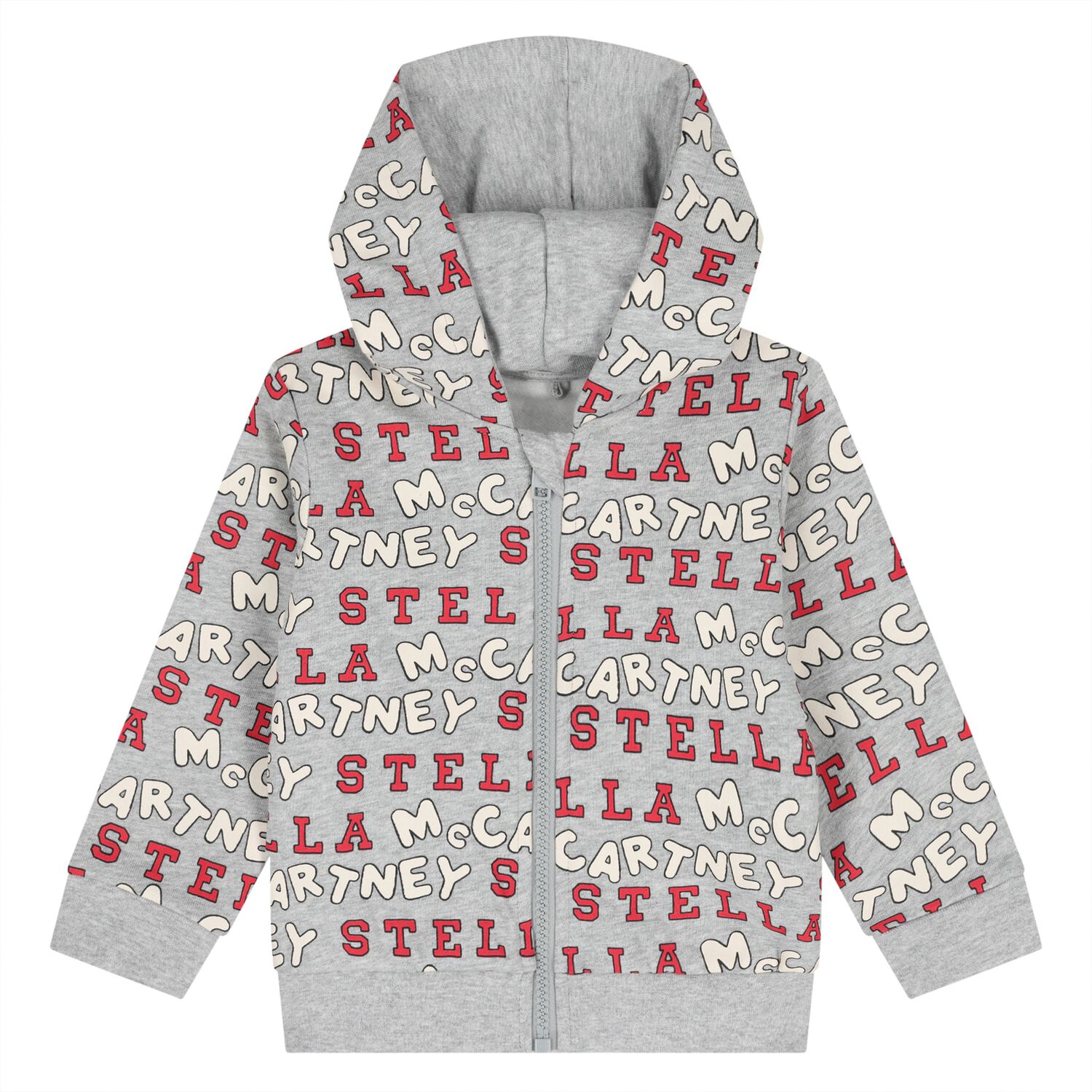 Younger Boys Grey Logo Hooded Zip Up Top, 1, hi-res