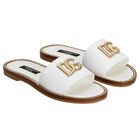 Girls White & Gold Logo Sliders, 1, hi-res