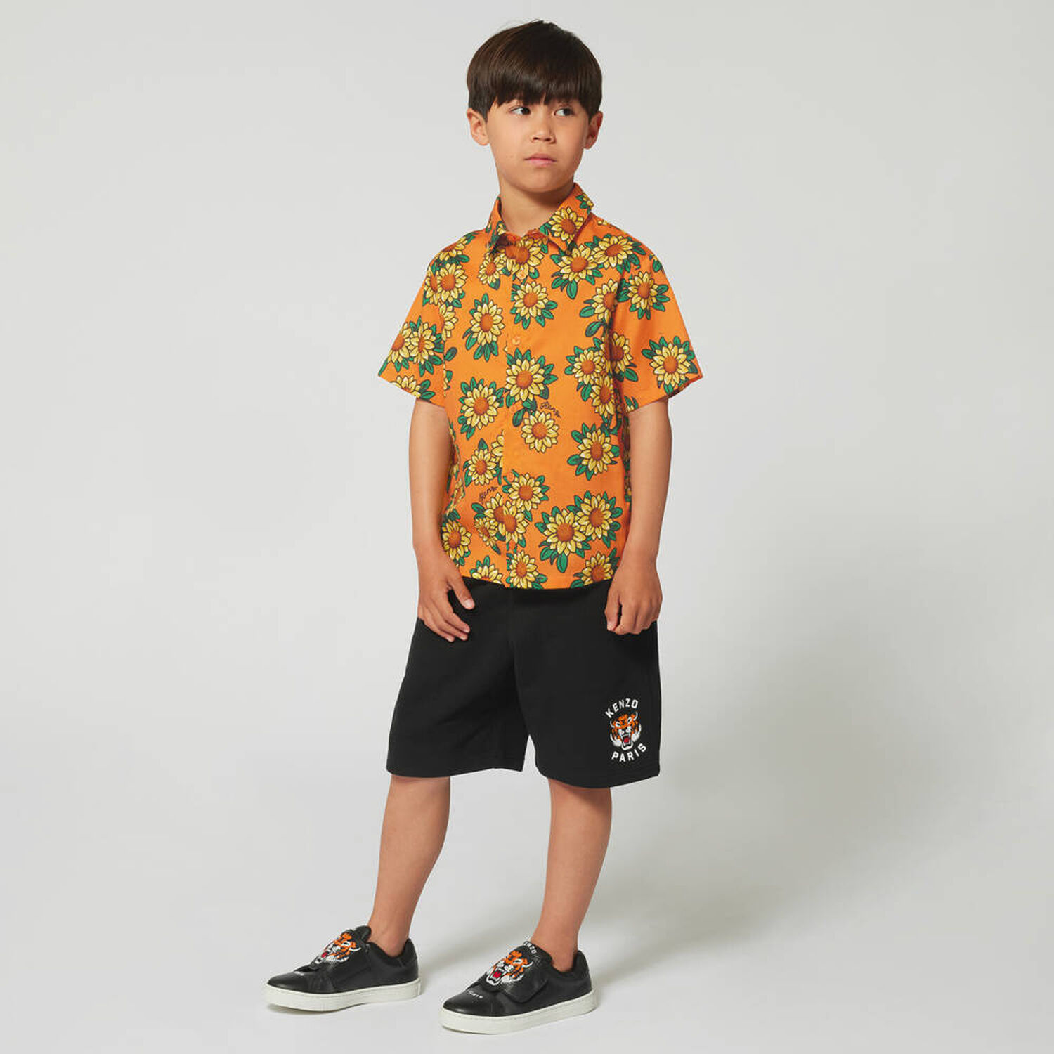 Boys Black Tiger Logo Shorts, 1, hi-res image number null