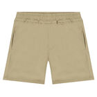 Boys Beige Logo Shorts, 2, hi-res