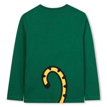 Boys Green Tiger Logo Long Sleeve Top