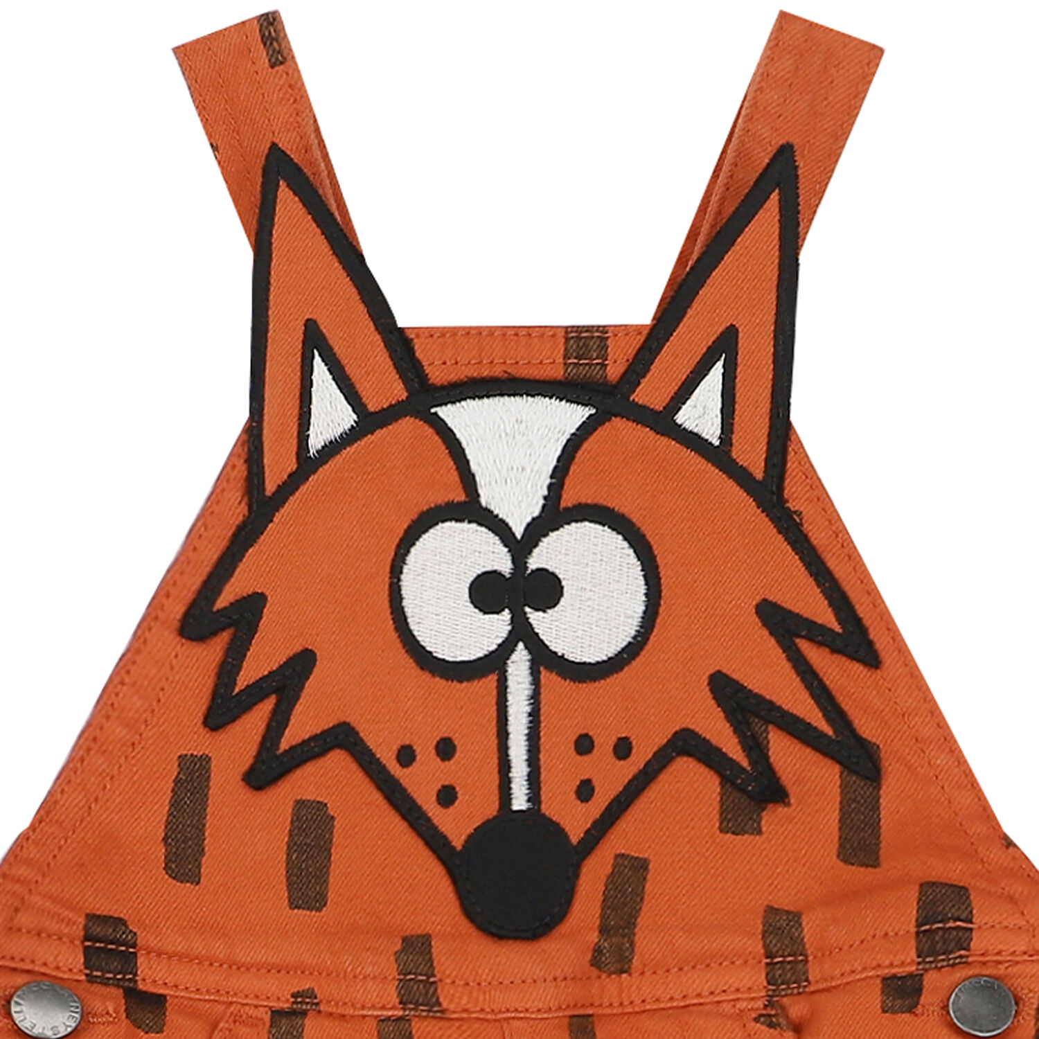 Younger Boys Brown Denim Fox Dungarees, 1, hi-res