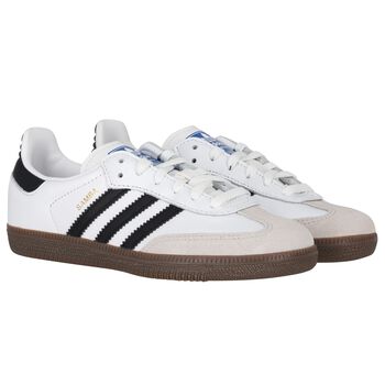 White & Black Logo Samba Trainers