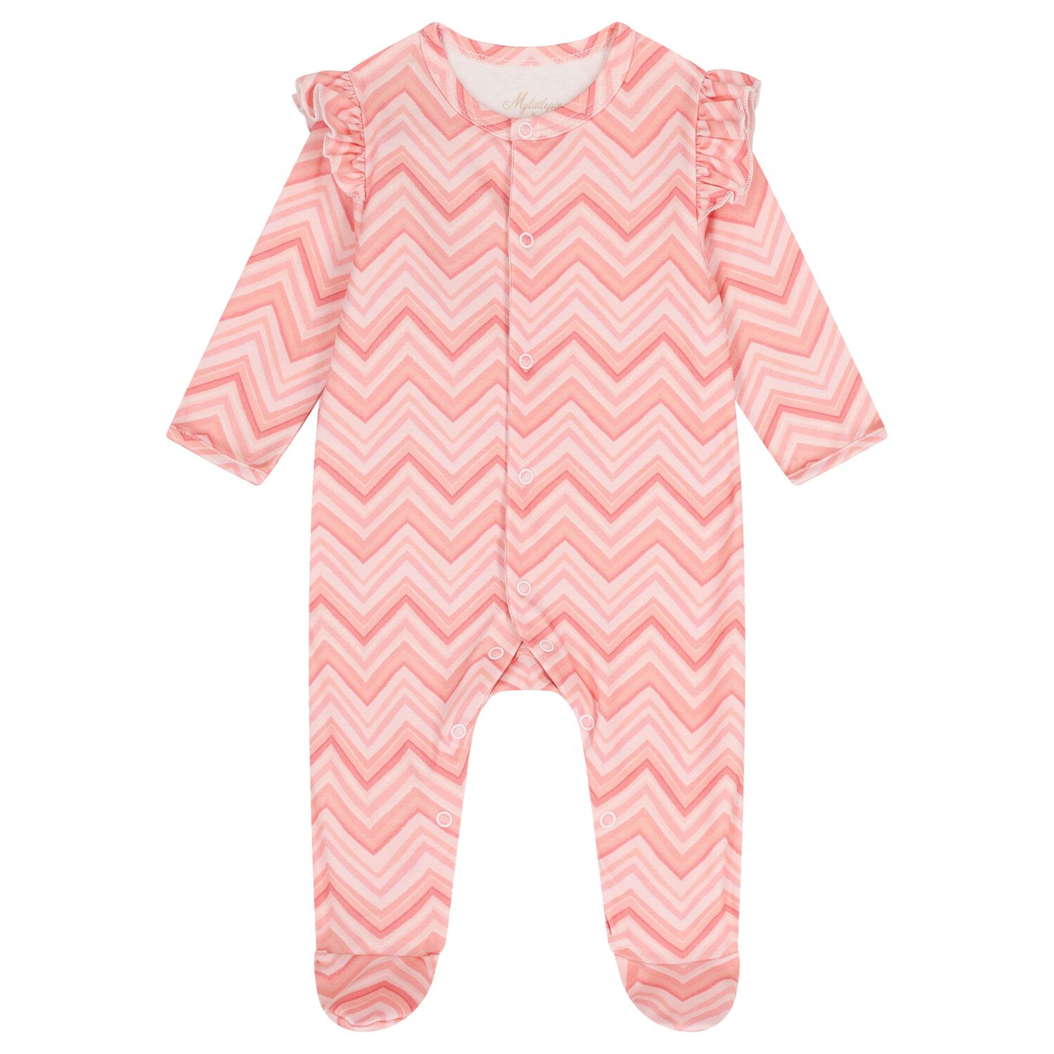 Baby Girls Pink Zig Zag Babygrow, 2, hi-res