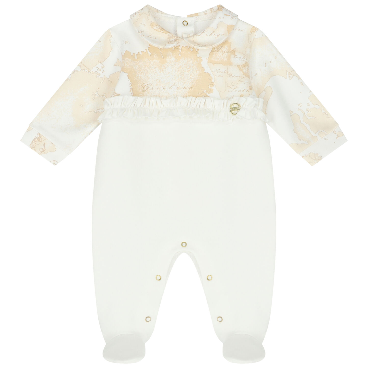 Baby Girls Ivory & Beige Geo Map Babygrow, 1, hi-res