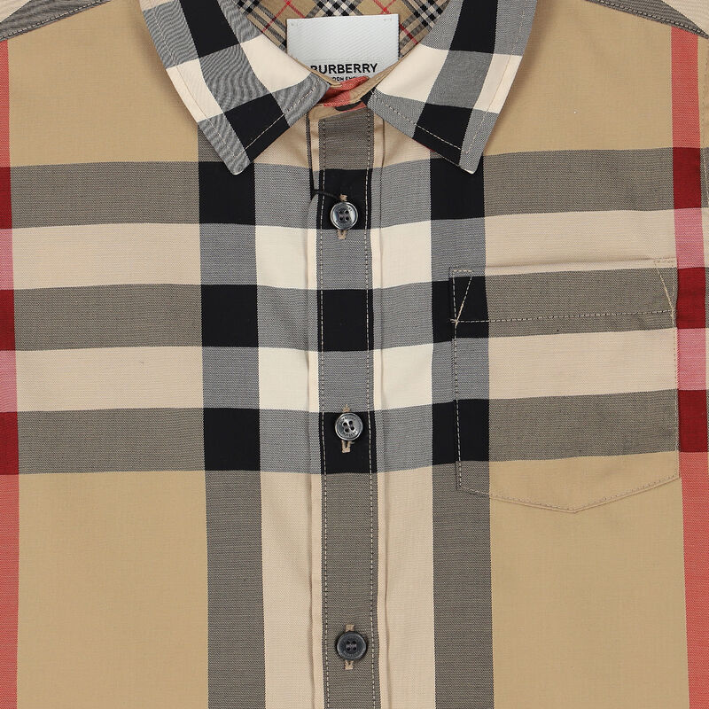 Boys Beige Checkered Shirt, 1, hi-res image number null