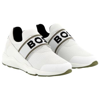 Boys White Logo Trainers
