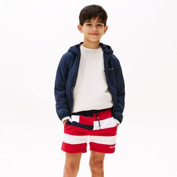 Boys Red & White Stripe Shorts
