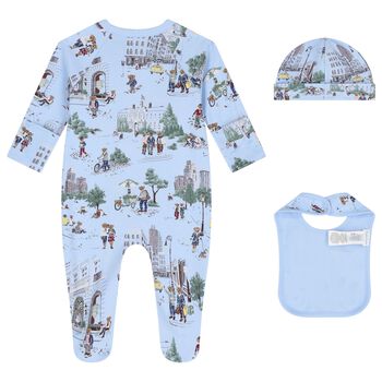 Baby Boys Blue Teddy Bear Babygrow Gift Set